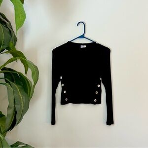 Black Long Sleeve Top with Buttons